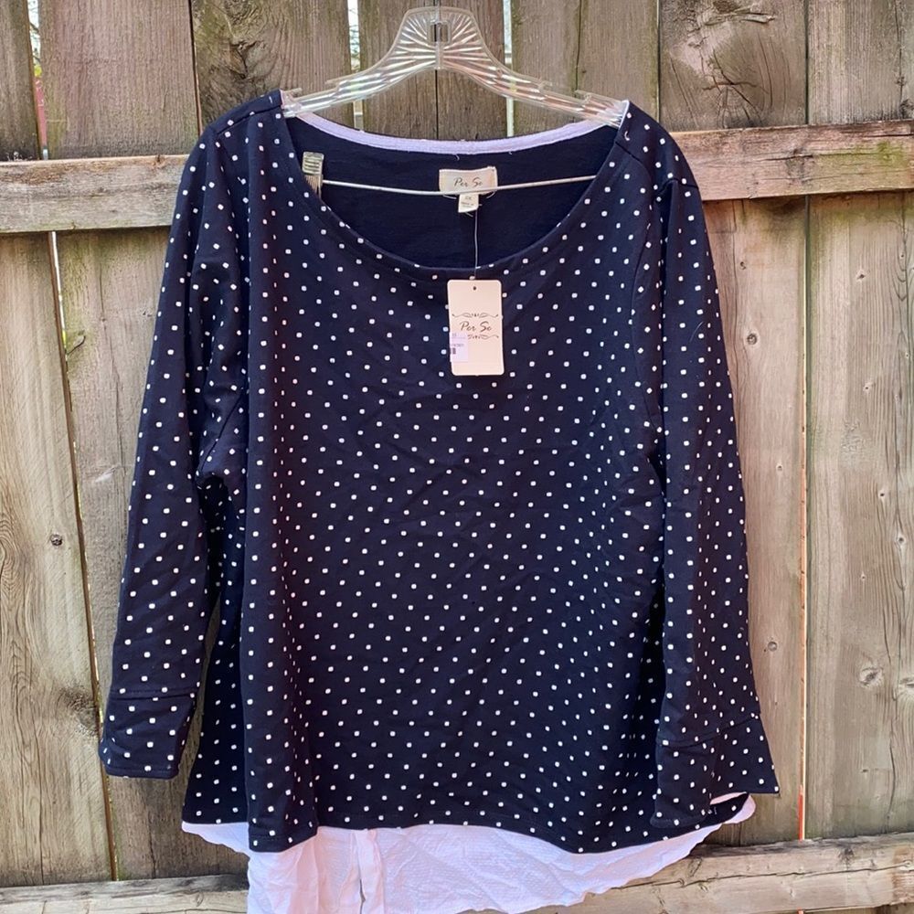 Per Se polka dot top sz. 2X NWT